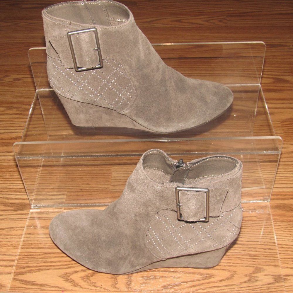 PESARO Denise Suede Leather Buckle Wedge Ankle Booties 124097 Shoes Size 8 - Picture 2 of 6